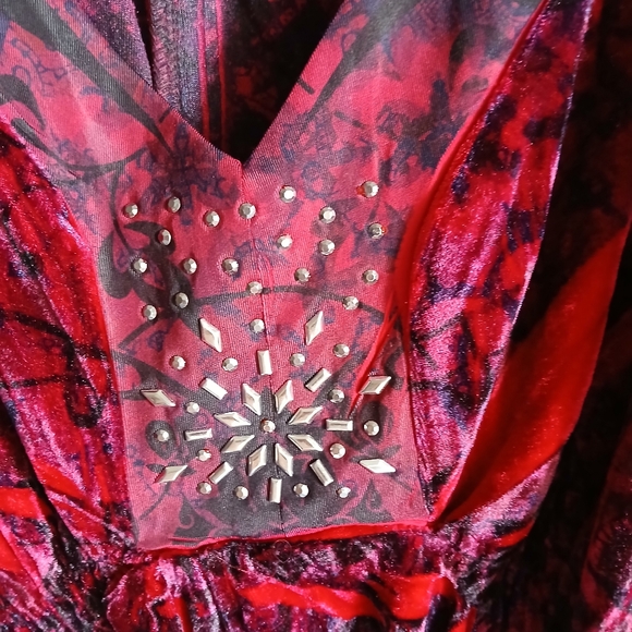 Apt.9 Velvet Baby Doll Style Tunic Shirt 1X Red Vampy Velour Y2K Grunge - Picture 7 of 11